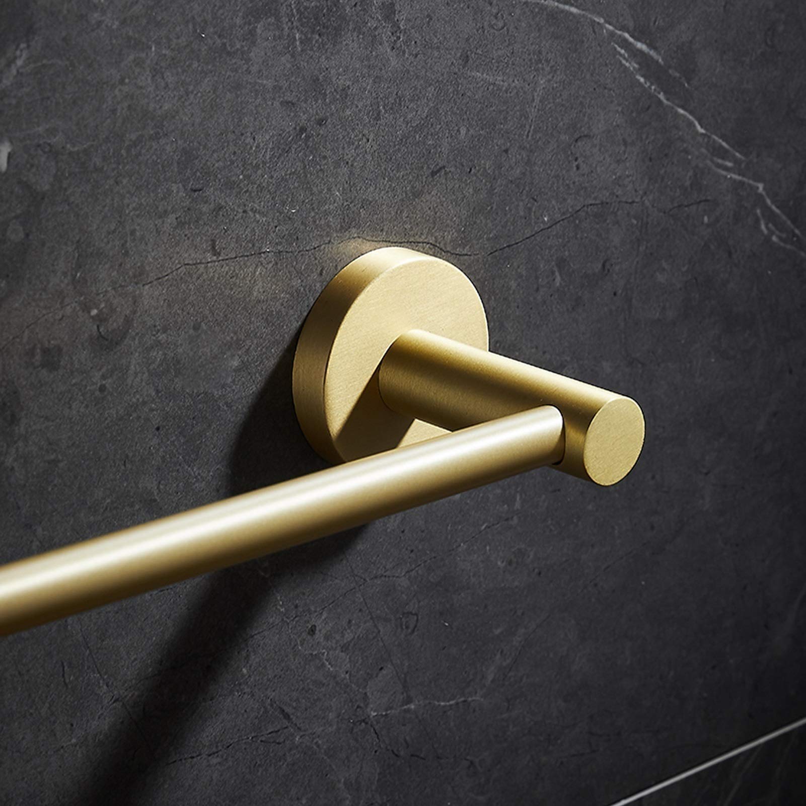 Toallero con acabado de latón cepillado para baño o cocina, autoadhesivo o montaje con tornillo, duradero y elegante