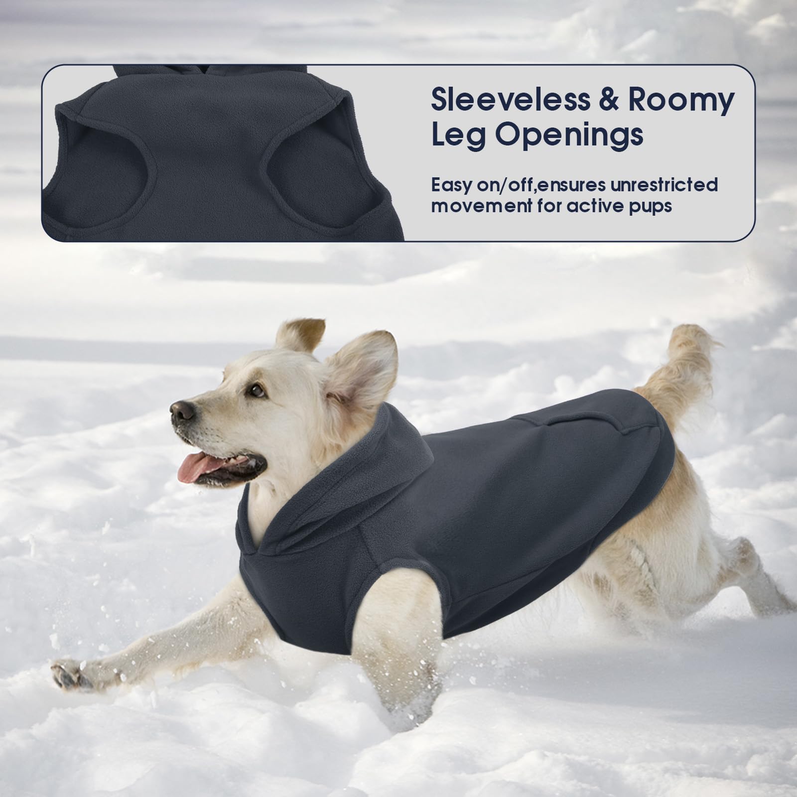 IECOii Pull de Noël en polaire pour chien de grande taille, chandail chaud avec capuche, vêtements d'hiver pour animaux de compagnie pour chiens filles et garçons, manteau à capuche pour temps froid