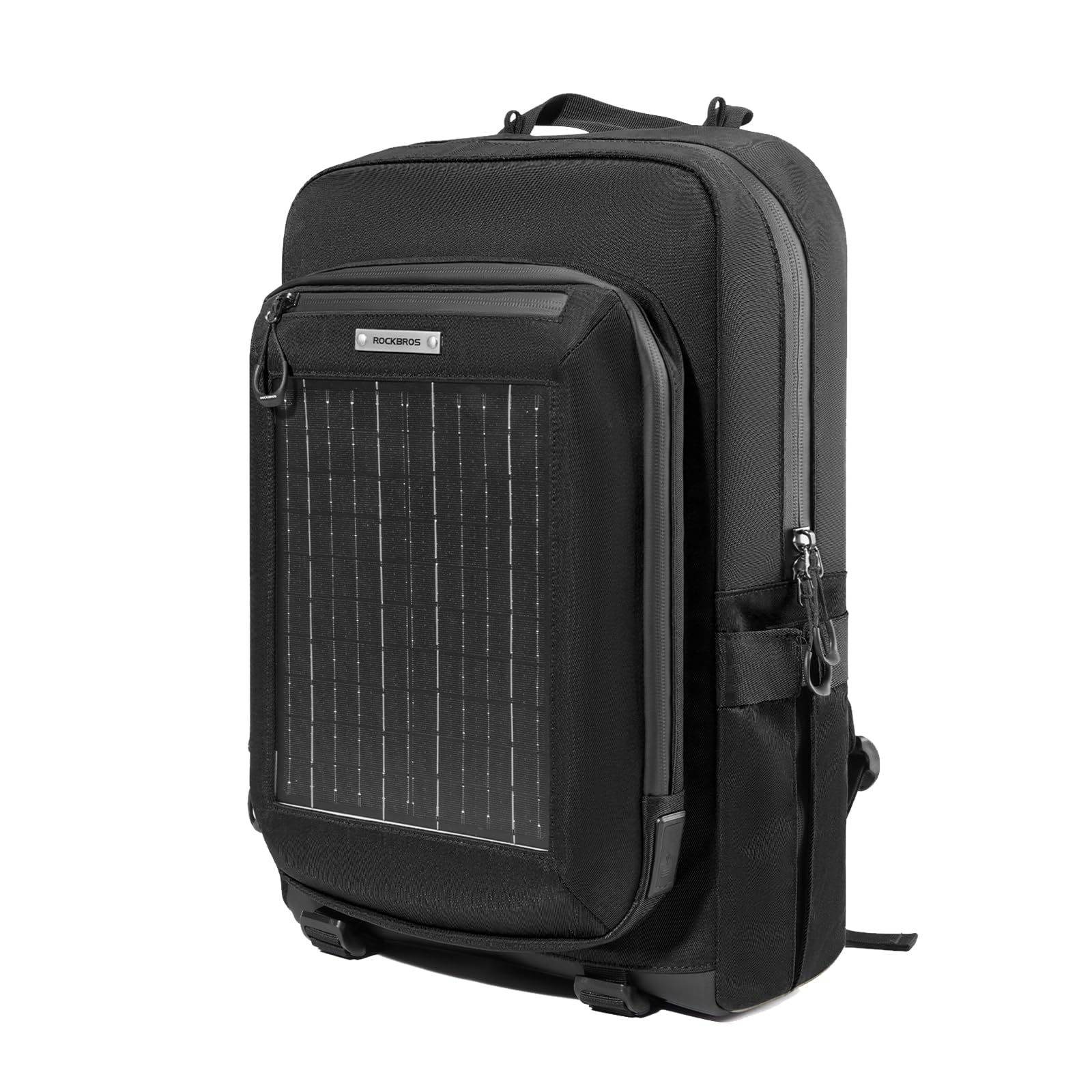 ROCKBROS Zaino Solare 20L, con Pannello Solare Integrato 10V 14W, Porta USB, Zaino Comodo Multifunzionale per Escursionismo Campeggio Viaggio, Uomo Donna, Nero