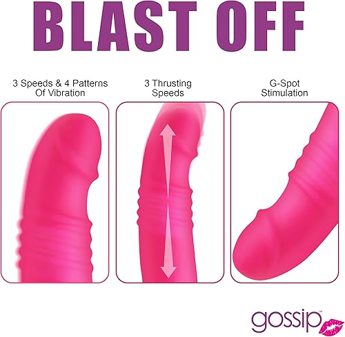 Miniatura 6 de Gossip Blasters - Vibrador de silicona de empuje 10X para mujeres, hombres y parejas. Vibrador de punto G para punto P, consolador curvo.