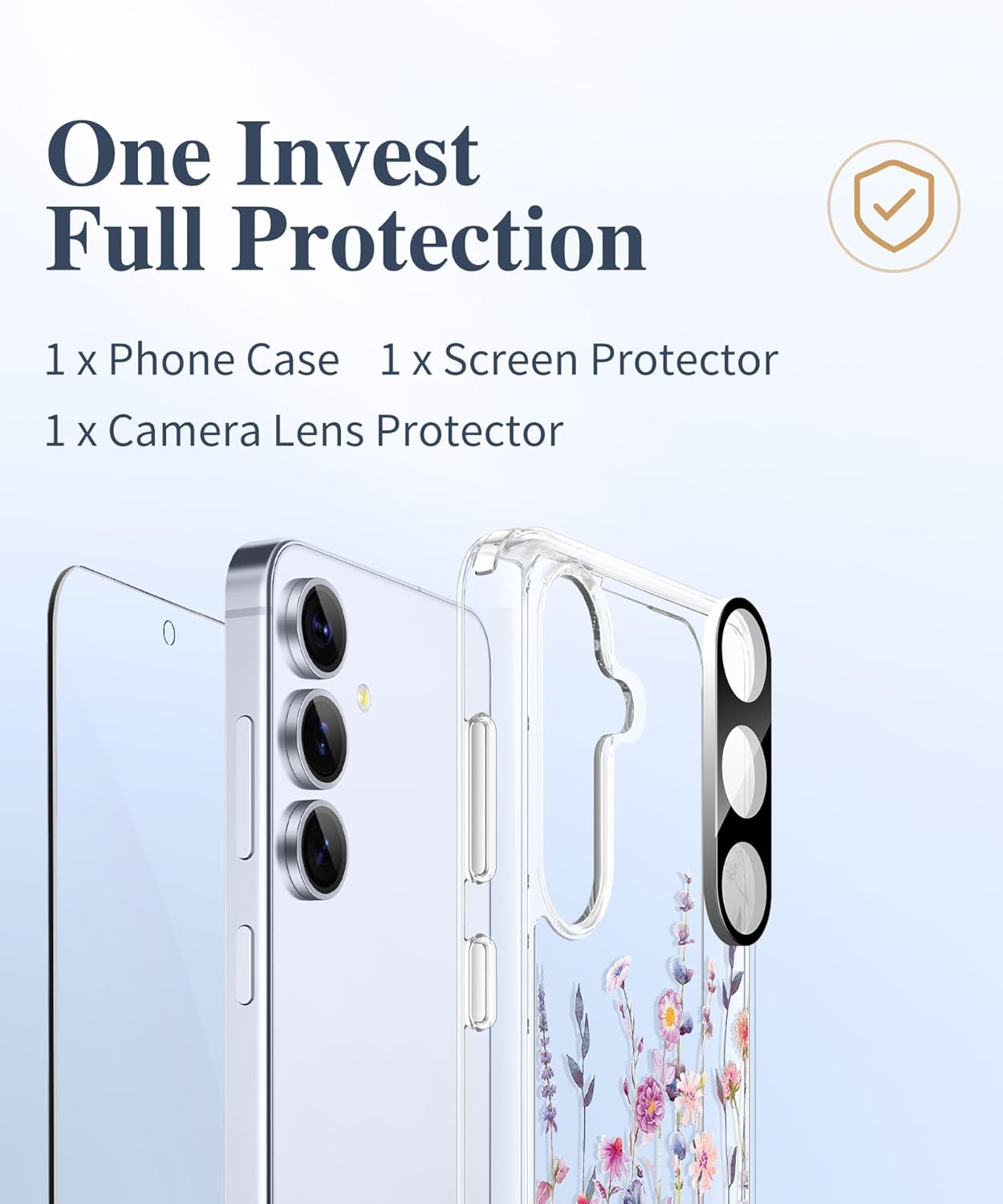 GVIEWIN Compatible with Samsung Galaxy S25 Case, Clear Floral Slim Shockproof Protective Women Phone Case, Non-Yellowing, with Screen Protector & Camera Lens Protector 6.2", Floratopia/Colorful - Image 7