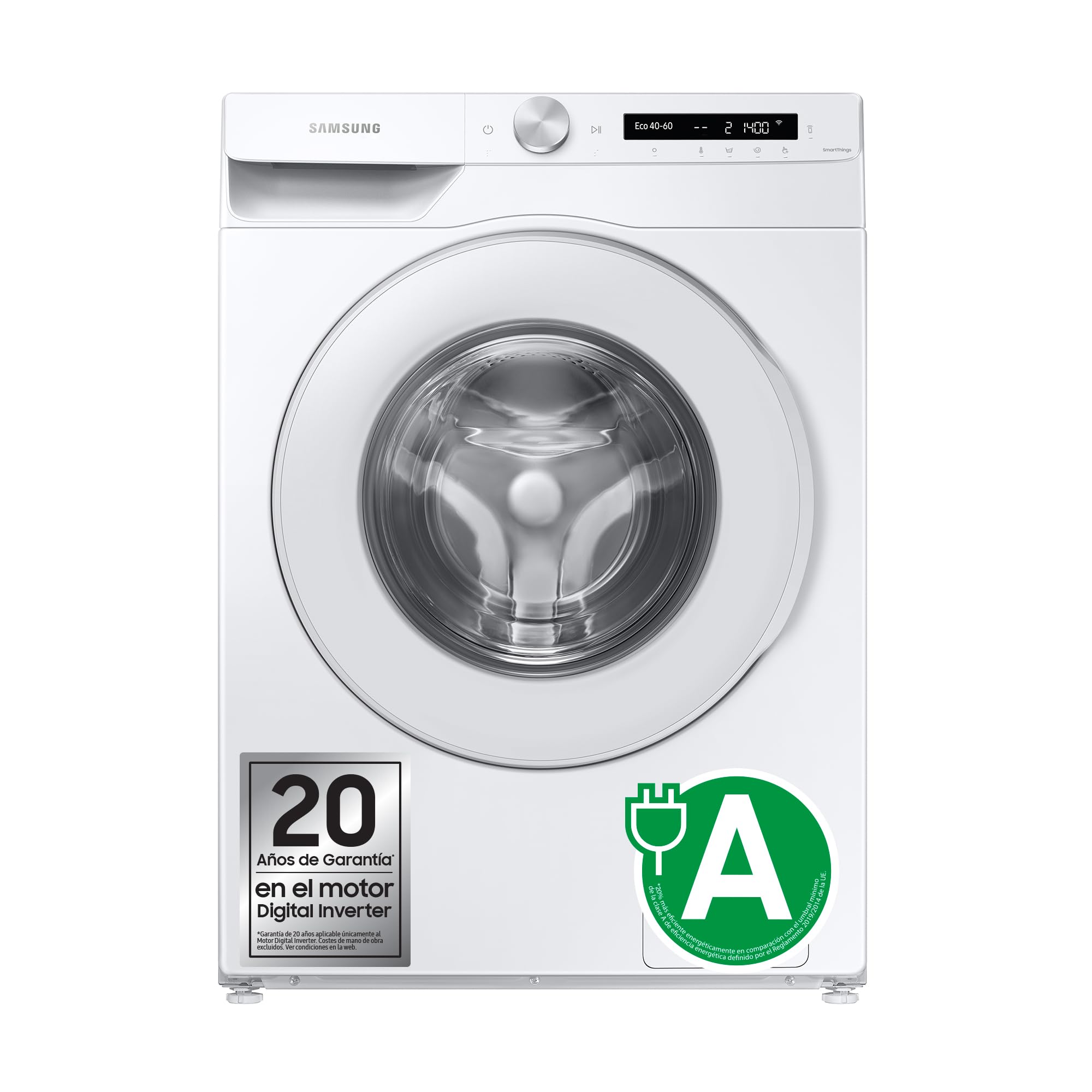 Lavadora Samsung 12Kg AI EcoBubble, Programas de Vapor Clase A Blanca WW12T504DTW/S3 Etiqueta Energética