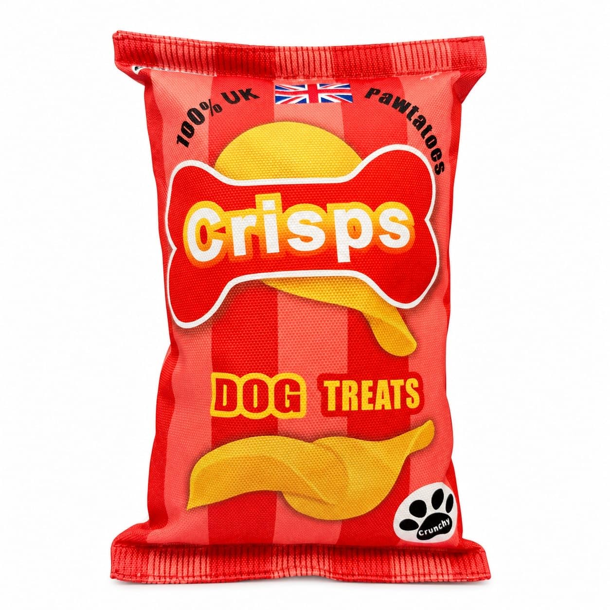Crinkly Crisps Dog Toy – Squeaky Plush Dog Toy with Crinkle Material, Novelty Crisp Packet Dog Toy for Interactive Play, Soft Chew & Fetch Toy for Dogs - Red