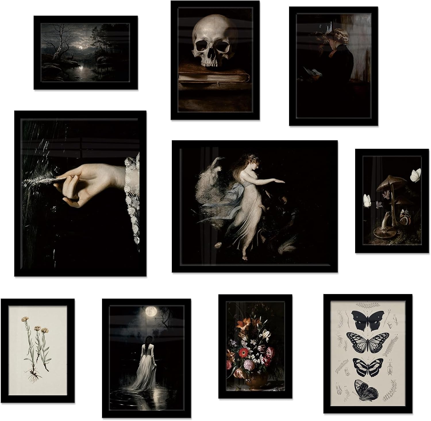 Gothic Prints Mixed Size Wall Art Set of 10 Posters Unframed