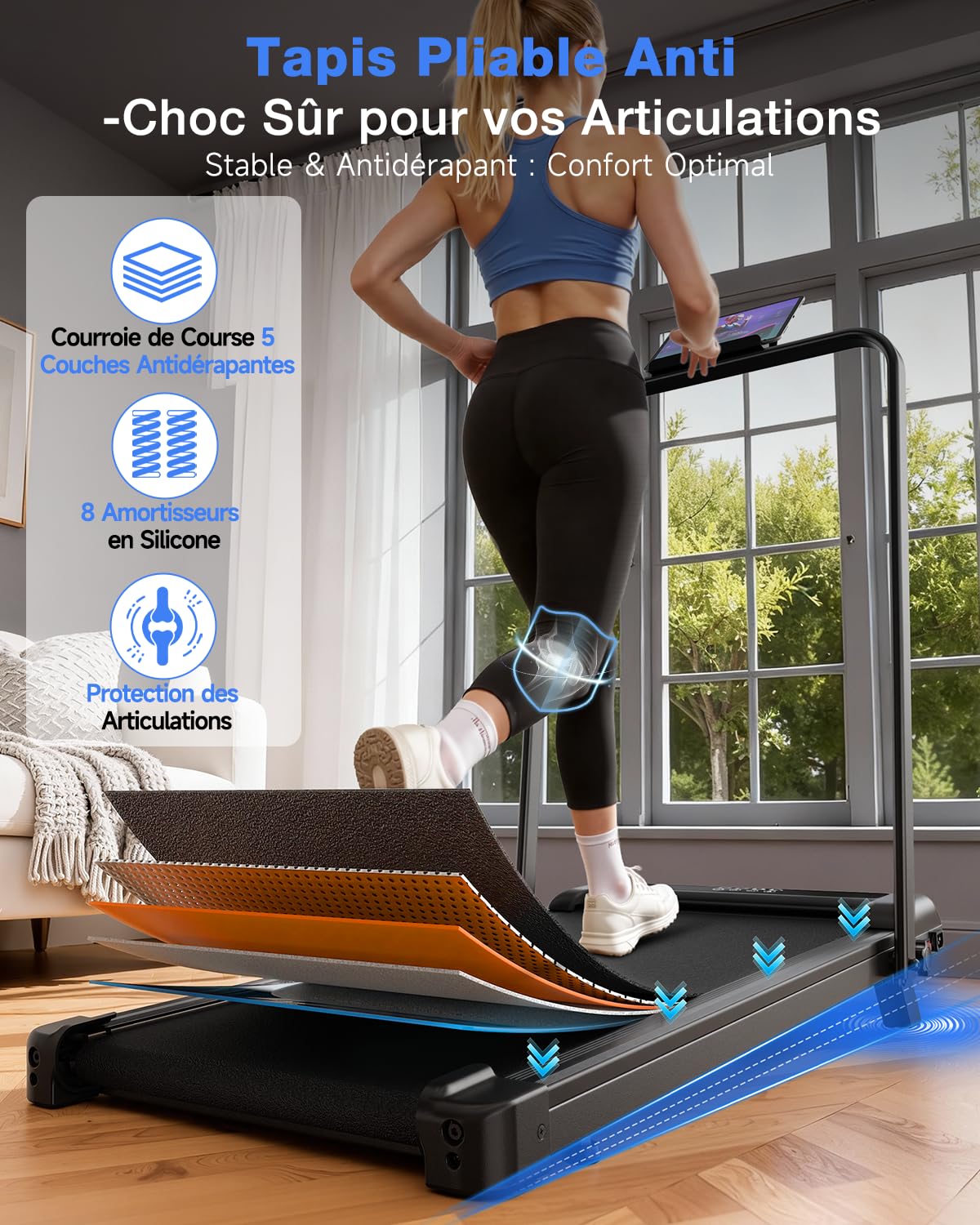Tapis Roulant Elettrico 4 in 1 Pieghevole con Inclinazione 8% – 3.0CV Motore Silenzioso, 10 km/h, Sistema di Ammortizzazione, Schermo LED, Salvaspazio per Casa e Ufficio