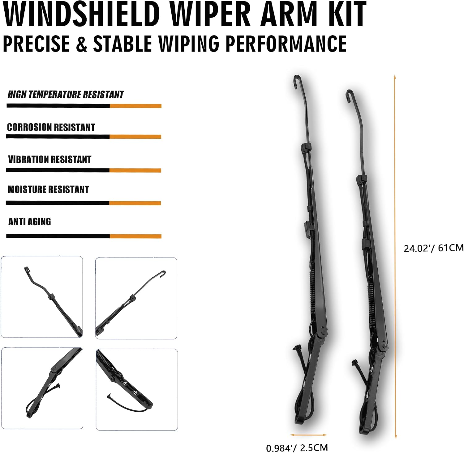 1 Pair Front Windshield Wiper Arm Kit Chevrolet GMC Isuzu 1996-2014 Express Savana 1500 2500 3500 4500 Cargo 2003-2009 C4500 C5500 C6500 C7500 C8500 Replace OE 42545 42546 15072707 15072708