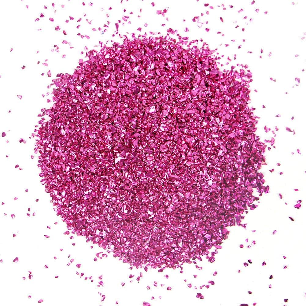 Crushed Glass for Crafts,2-4mm Irregular Glitter Metallic Gravel Gem Stones for Nail Arts Craft Resin DIY Mobile Phone Case Vase Fillers Jewelry Making Home Decoration-100G(Rose red)