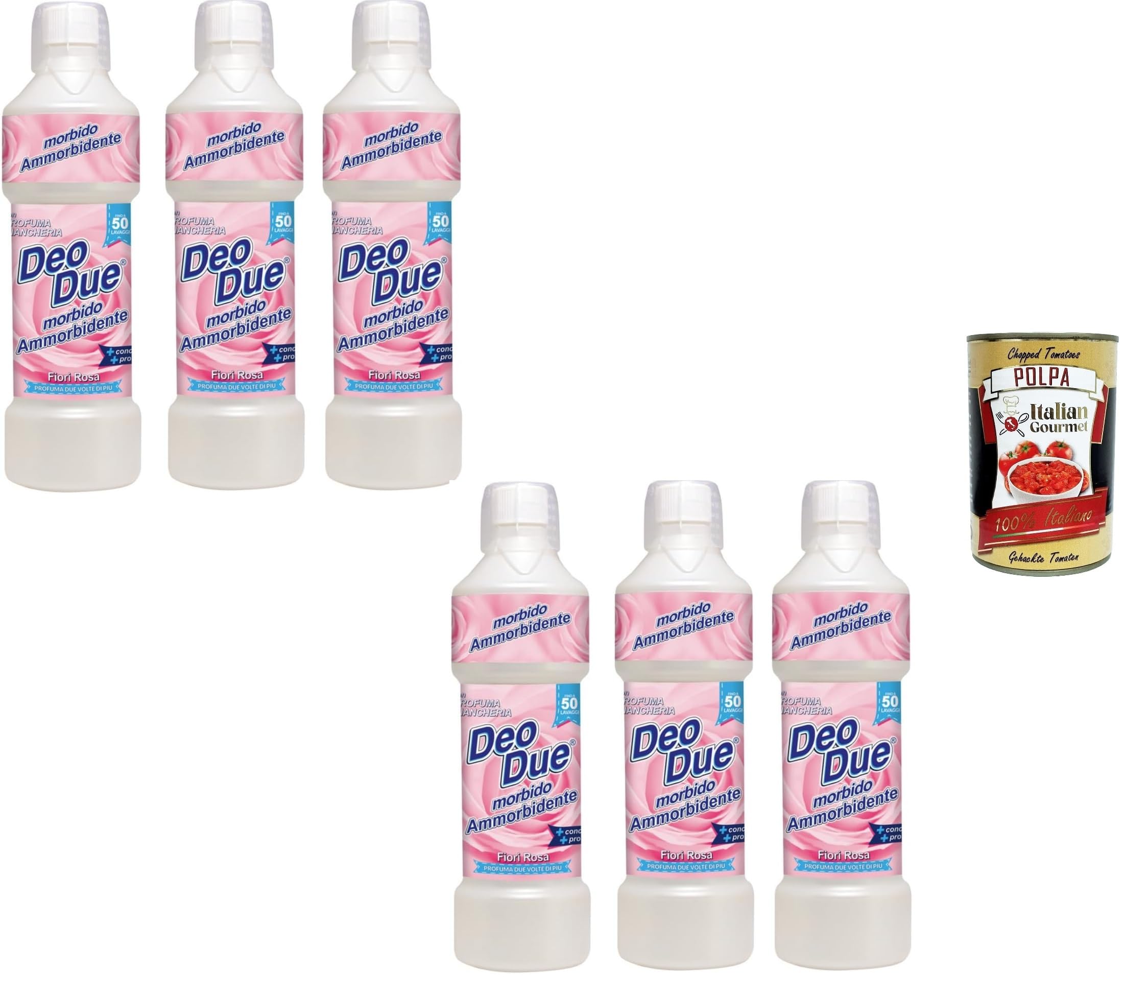 Italian Gourmet Fiori Rosa Additivo Bucato Wäscheduft Weichspüler 6 x 1L | Konzentrat mit Rosenduft, profumo duraturo, extra freschezza per tessuti, Gesamtnettogewicht 6 L + Kostenlos Polpa 400g