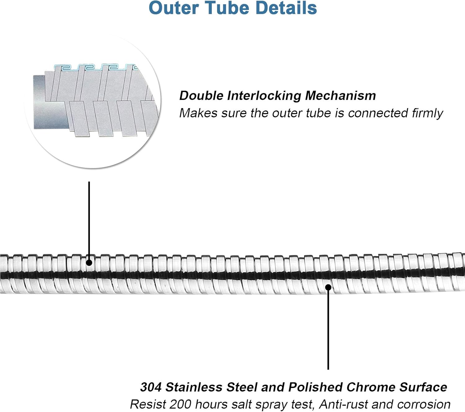 Singing Rain 71 inches Kink-Free Chromed Flexible Stainless Steel Shower Hose (Extra Long) - Replacement for Handheld Showerhead Hose : Everything Else