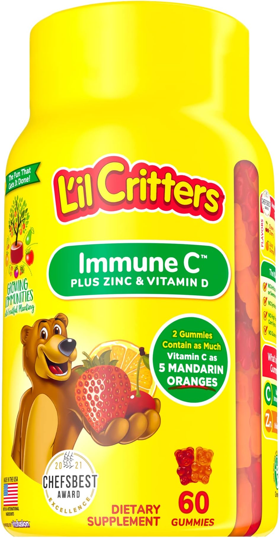 L'il Critters Gummies Immune C Plus Zinc and Vitamin D 60 Ea