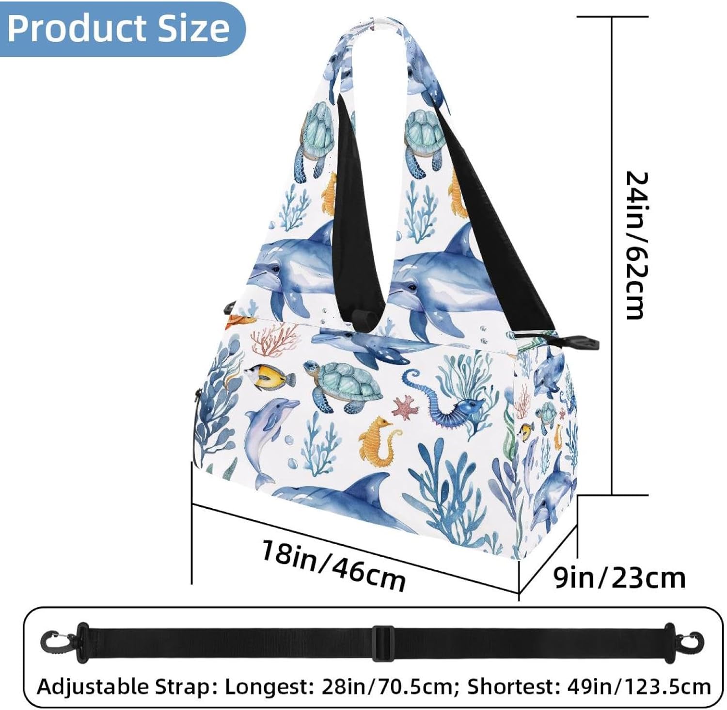 Gym Bag for Women, Turtles Starfishes Fish Yoga Mat Bag with Shoe Compartment, Sport Yoga Gym Bag with Yoga Strap, Carryall Yoga Tote Bag