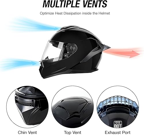 Miniatura 4 de Cascos de motocicleta de cara completa para adultos, casco de motocicleta para hombres y mujeres - Aprobado por el Departamento de Transporte con 2