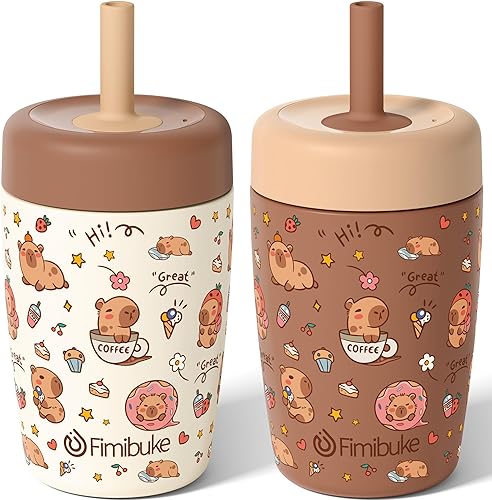 Miniatura 18 de Fimibuke Vasos entrenadores para niños y niños pequeños, a prueba de derrames, 12 onzas, con aislamiento, para niños y niñas, sin BPA, vaso con