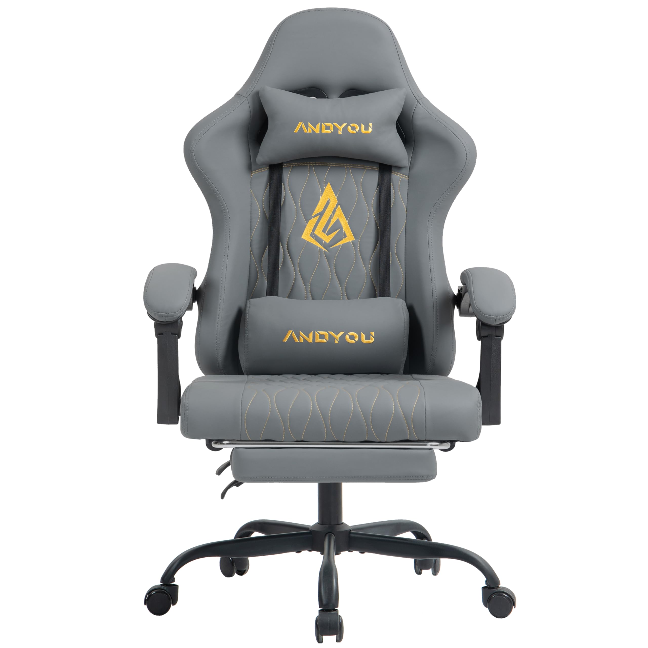 Andyou Silla Gaming Ergonómica Profesional con Soporte Lumbar - Silla Gamer para Adulto, Giratoria y Reclinable con Reposapiés Ajustable y Tela Transpirable, Soporte 150 kg para Oficina y PC