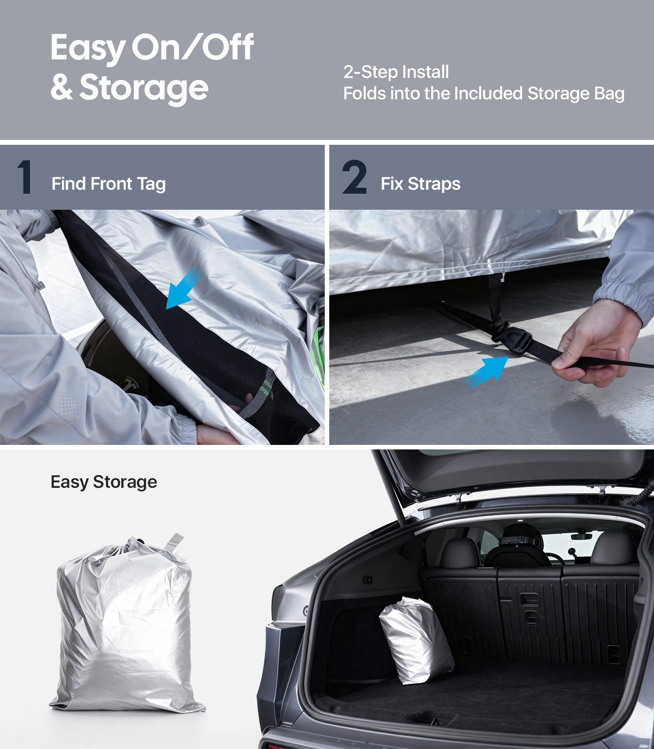 Wigoo Tesla Car Cover Custom Fit for Tesla Model Y 2020-2026 Juniper All-Weather Snow Dust Protection Waterproof Thermal — view 6