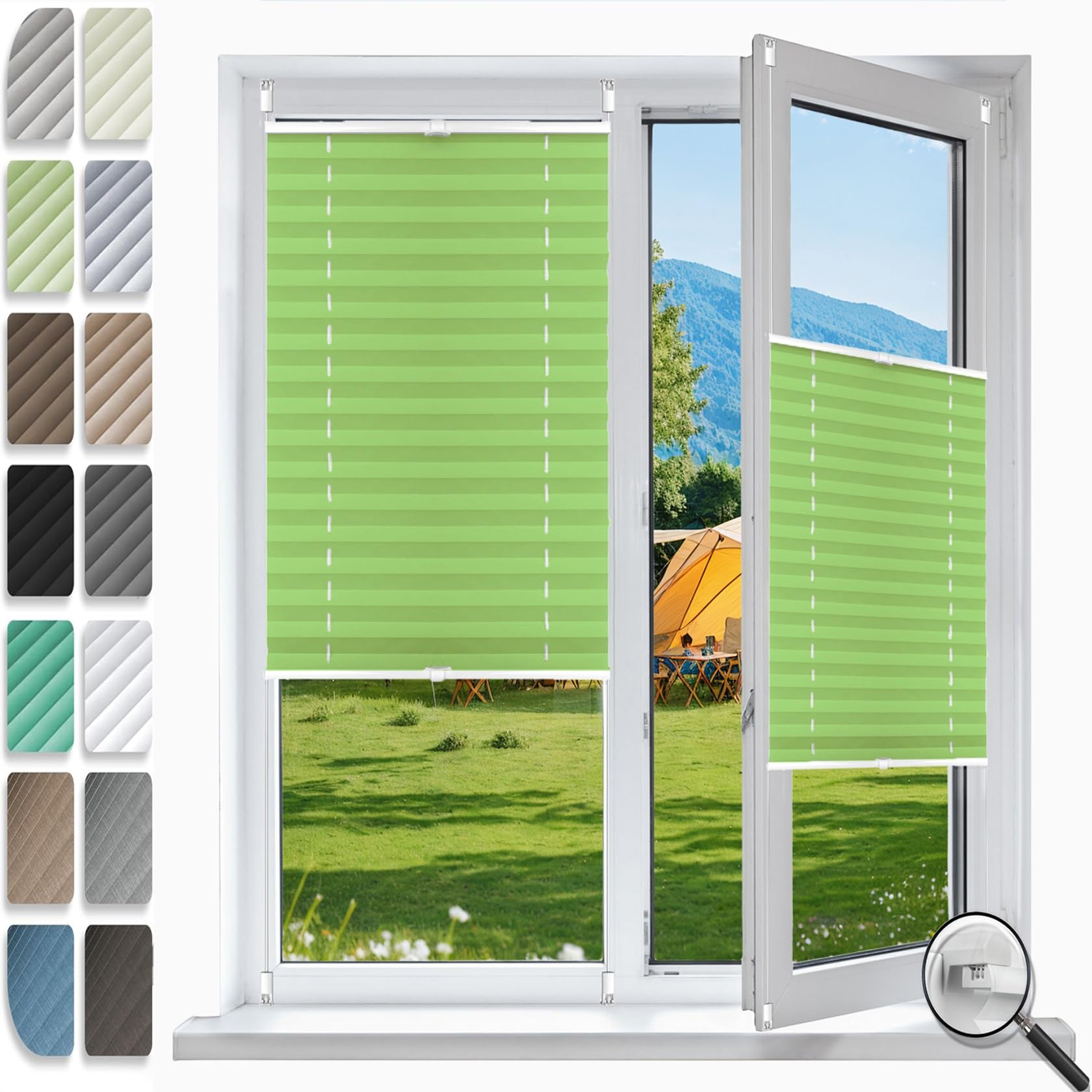 Store plissé occultant opaque protection solaire 80x90cm