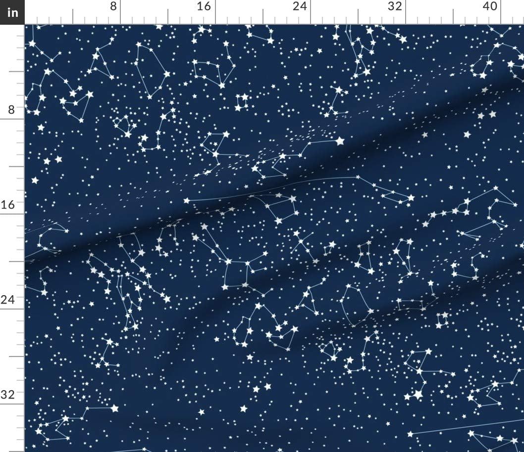 Spoonflower Fabric - Map Sky Cartography Geography Constellation Stars Star Galaxy Night Printed on Petal Signature Cotton Fabric Fat Quarter - Sewing Quilting Apparel Crafts Decor