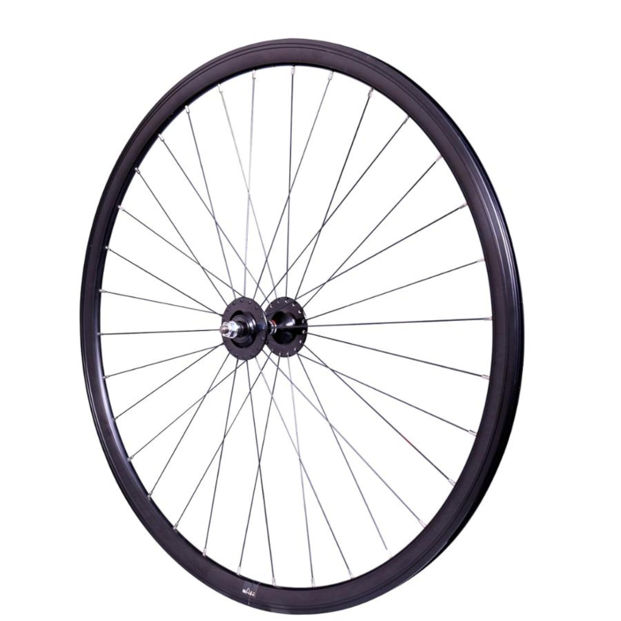 cyclingcolors 1x Ruota Anteriore Completa Bicicletta Cerchione Raggi Mozzo Bici Fixie Bike Misura 700 (17-622) TubeType Fixed Gear Alluminio Nero