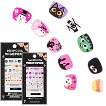 Dashing Diva Halloween Gloss Nail Strip Bundle - Kids - Ghouls & Goblins - Fear Me Not & Pretty Scary In Pink - UV Free, Chip Resistant, Long Lasting Gel Nail Stickers - Contains 2 Sets