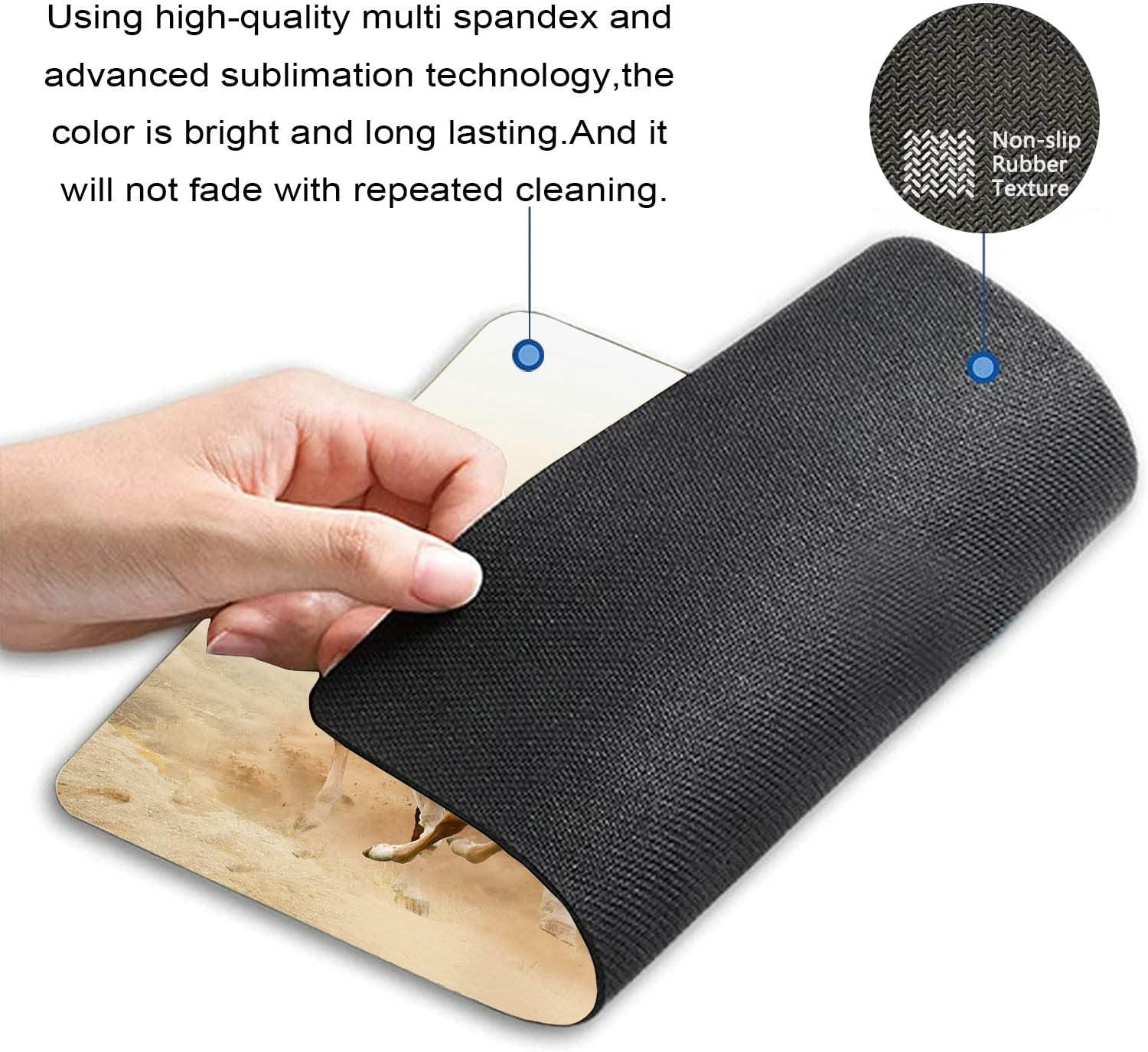 Animlas Mouse Pad, Horses and Kids Run in Fields Farm Rectangular Mouse Pad, Non-Slip Rubber MousePads for Office Home Laptop, 9.5"x7.9"x0.12" Inch image 3