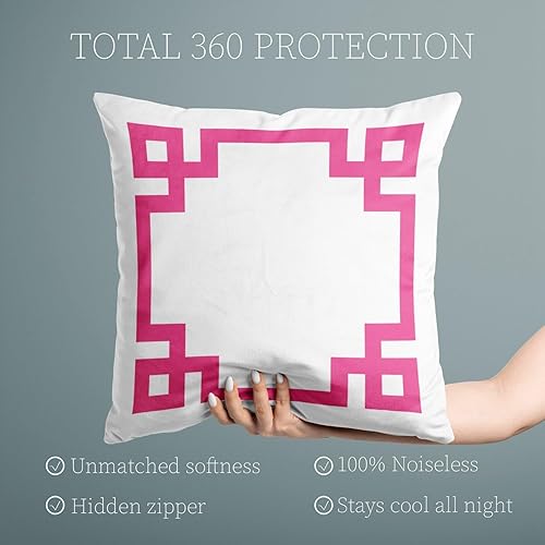 Miniatura 3 de Funda de almohada cuadrada de llave griega blanca bonita bonita y bonita con cremallera en un lado impreso de 18 x 18 pulgadas