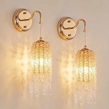 Set of 2French Gold Crystal Wall Sconces 2Light E12 Vanity Fixture