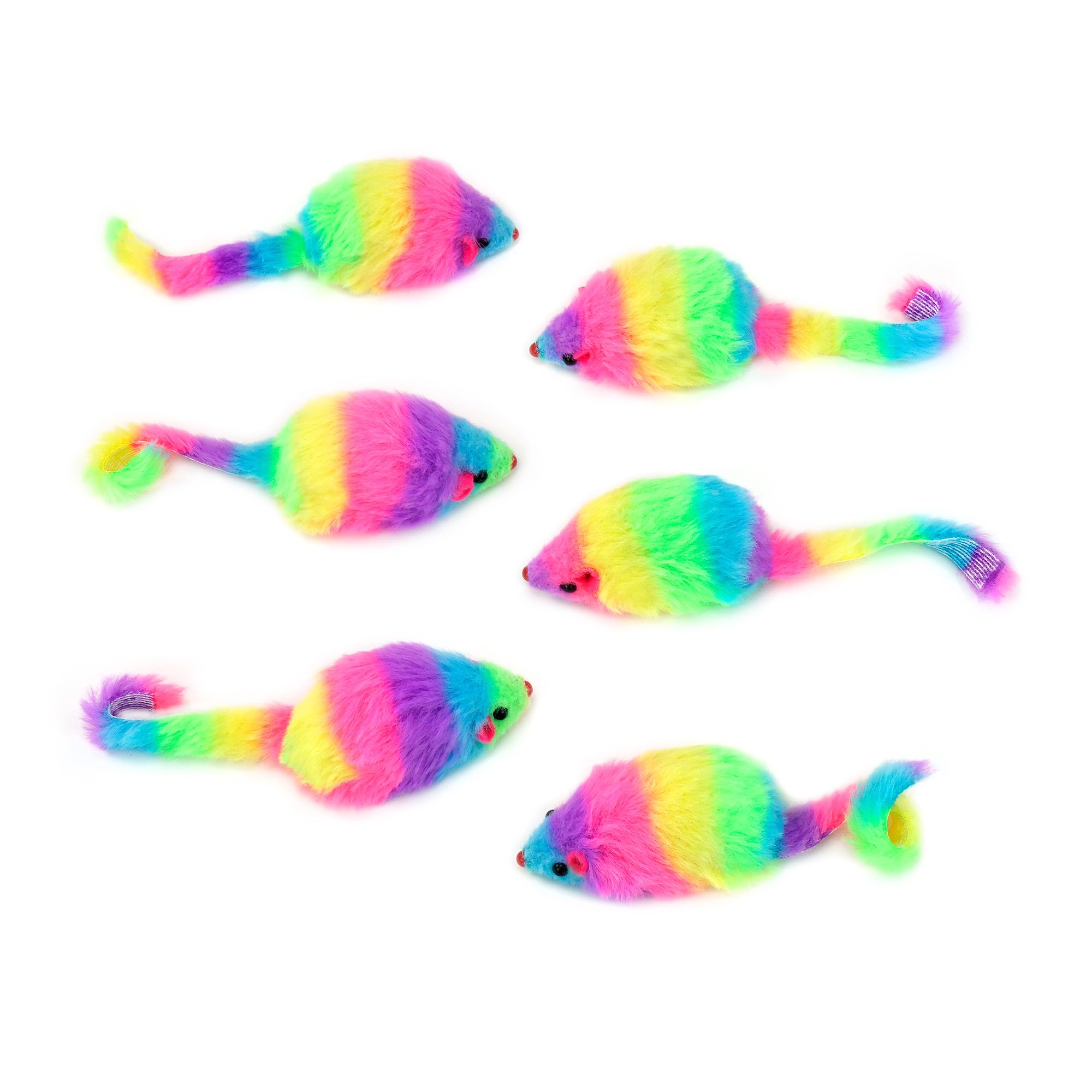 Chiwava 24 pezzi da 2,8" arcobaleno giocattolo peloso per gatti con sonaglio gioco interattivo a forma di topo