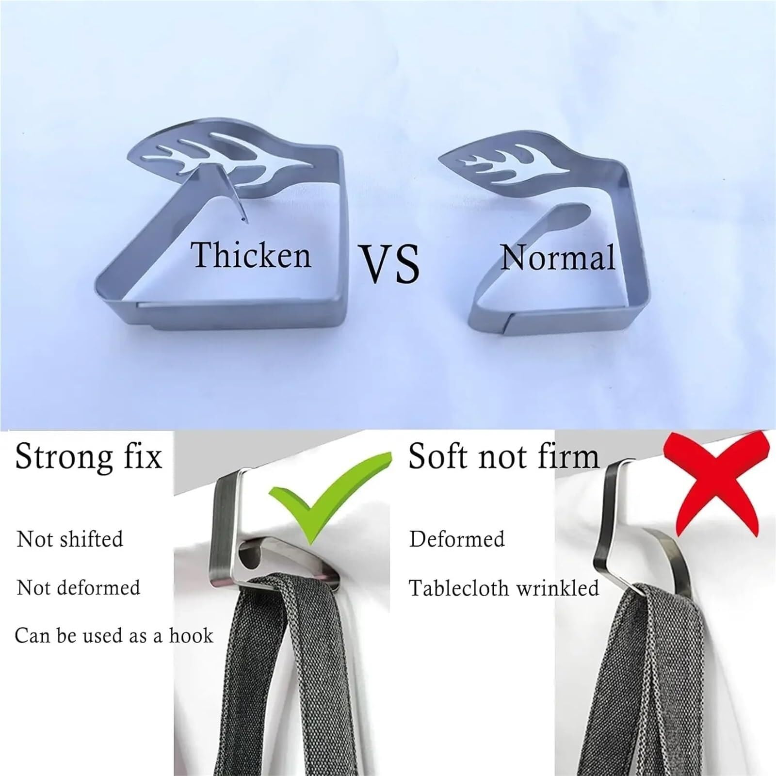 Fermatovaglia Supporto da Tavolo con Morsetti in Acciaio Inossidabile for La Decorazione della Copertura Picnic sul Lungomare di Nozze(A-40PCS)