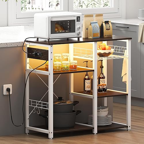 Miniatura 8 de SogesHome Estante de 4 niveles para microondas, estante organizador de almacenamiento de cocina, aperitivo de café para el hogar, cocina, sala de