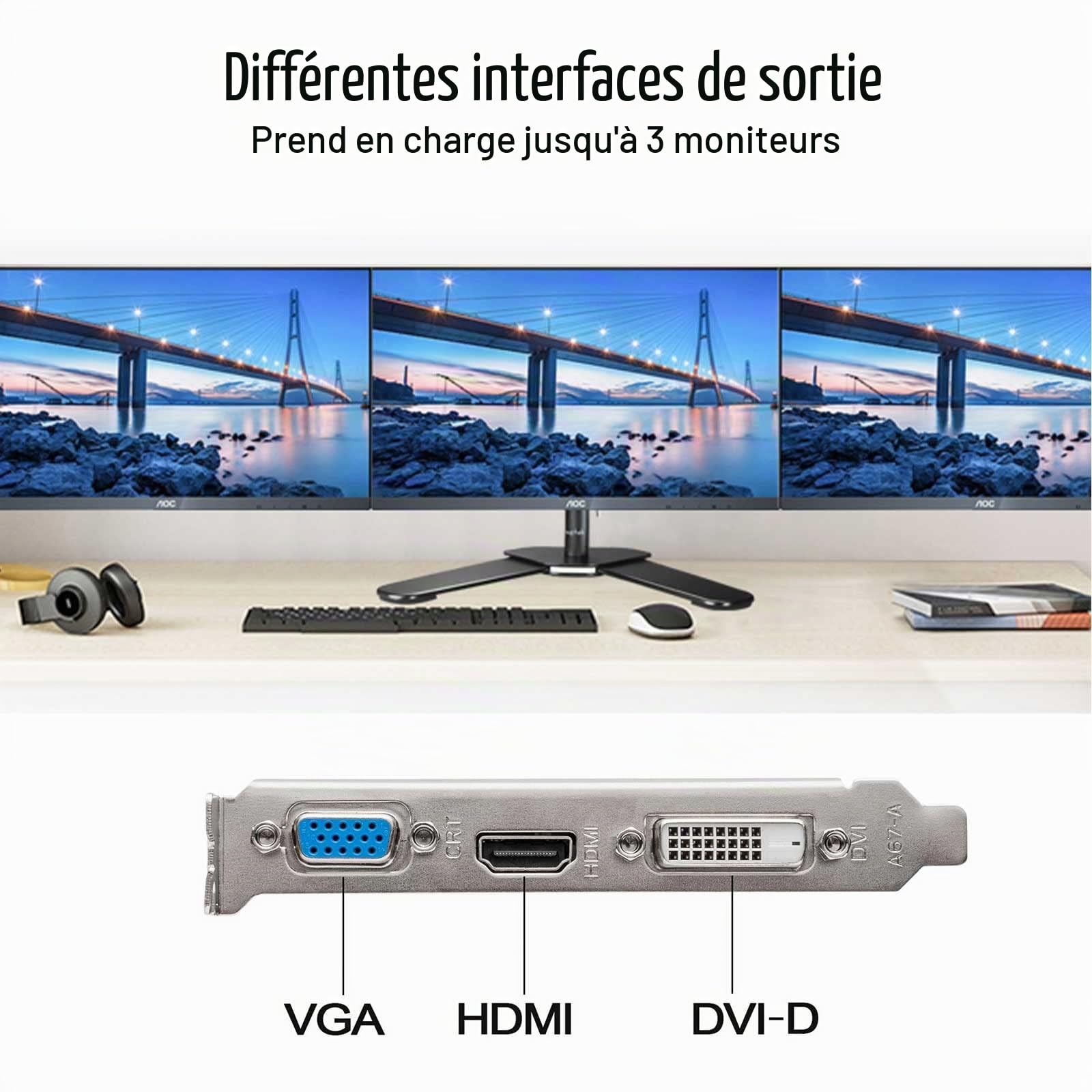 Radeon RX 550 Low Profile Carte Graphique, 4 Go GDDR5 128-bit, VGA DVI-D HDMI, PC Video Card, Affichage 4K, DirectX 12