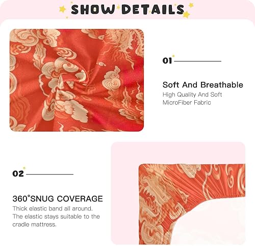 Miniatura 5 de Kigai Fitted Crib Sheet for Boys Girls,Chinese Dragon Jersey Knit Baby Sheet for Standard Crib and Toddler Bed Mattresses, Cozy Soft Breathable, 28
