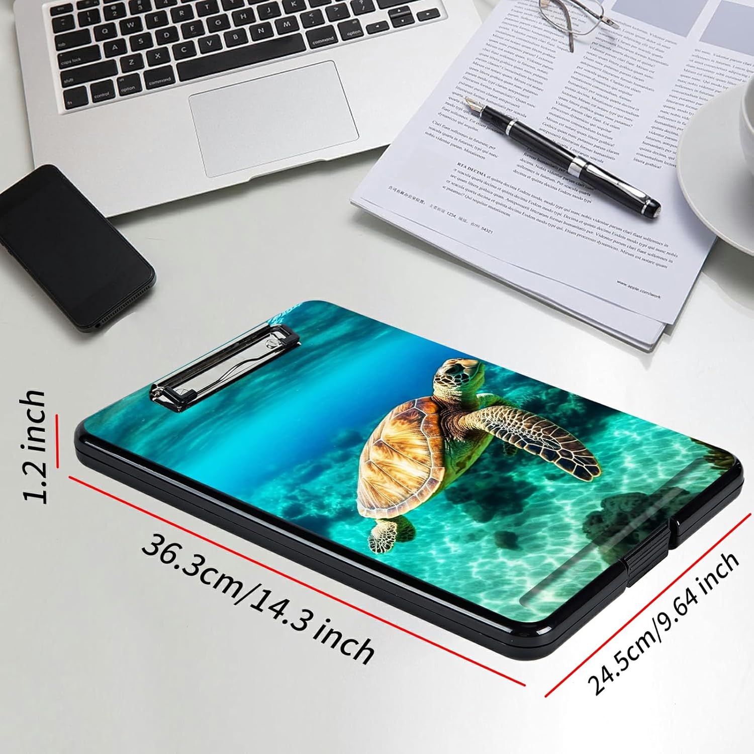 Sea Turtle Clipboard with Storage Clip Boards,Plastic Nursing A4 Clipboards Foldable Waterproof Nursing Plastic Clipboard with File Folder Storage Case for Teacher,Doctor,Offices