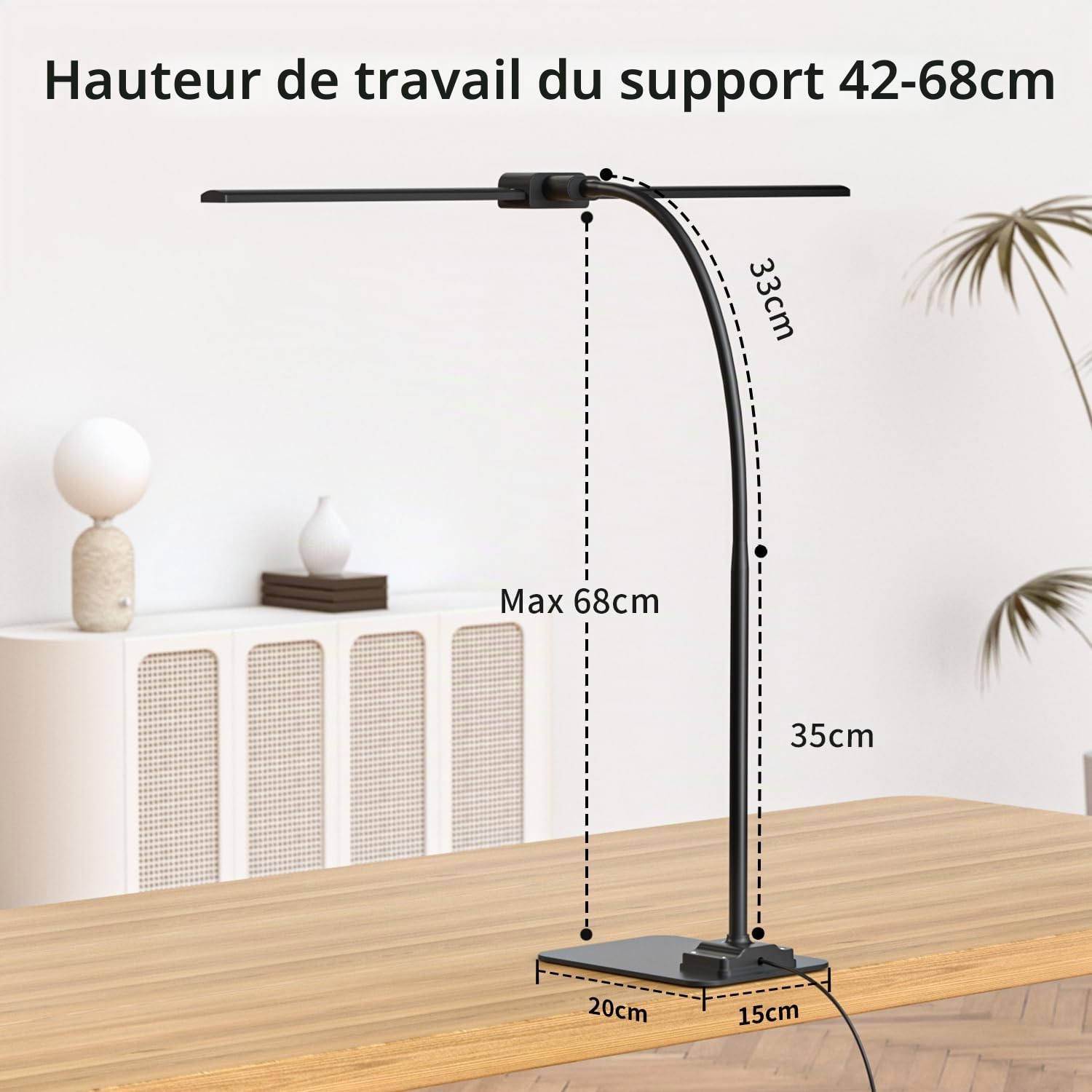 EppieBasic Lampe de Bureau LED Double Tête avec Base Métal