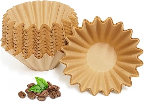MUCXNIIY Filtros de café desechables de 1 a 2 tazas, paquete de 100 reemplazos de filtros, marrón natural sin blanquear, estilo cesta para