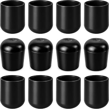 Gluposti Metal Folding Chair Leg Caps, 7/8 Inch, Black Chair Caps, 12 Pack | Chair Feet Protectors for Hardwood Floors, Folding Chair Feet Cap 7/8, Plastic End Cap Cover Replacement Parts for Furniture