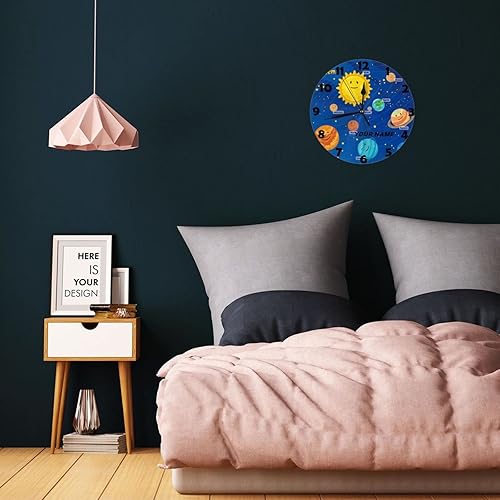 Vista 49 de Reloj de pared personalizado con diseño de unicornio y rosa con purpurina para habitación de los niños, reloj de pared personalizado con nombre