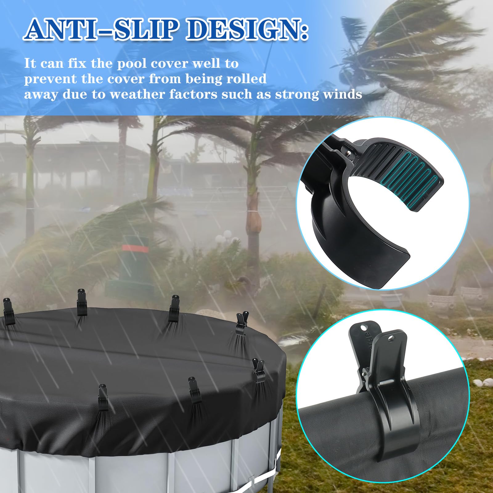 18 abrazaderas de sujeción para cubiertas de piscina, abrazaderas de gran envergadura y resorte con fuerte fuerza de tensión, accesorios Siloplane