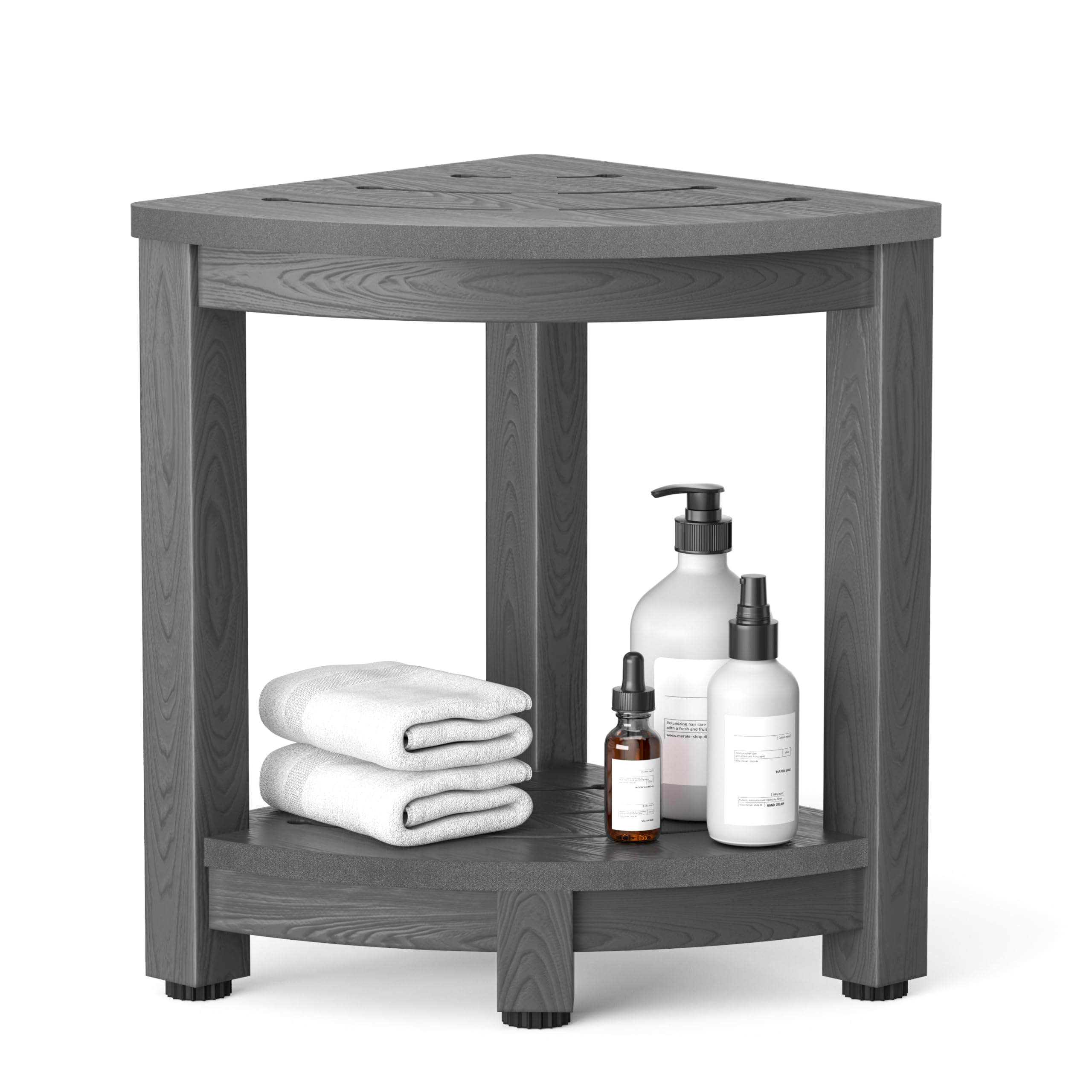 Y M Corner Shower Stool for Inside Shower Waterproof Shower Caddies for Shaving Legs 2-Tier Bath Bench with