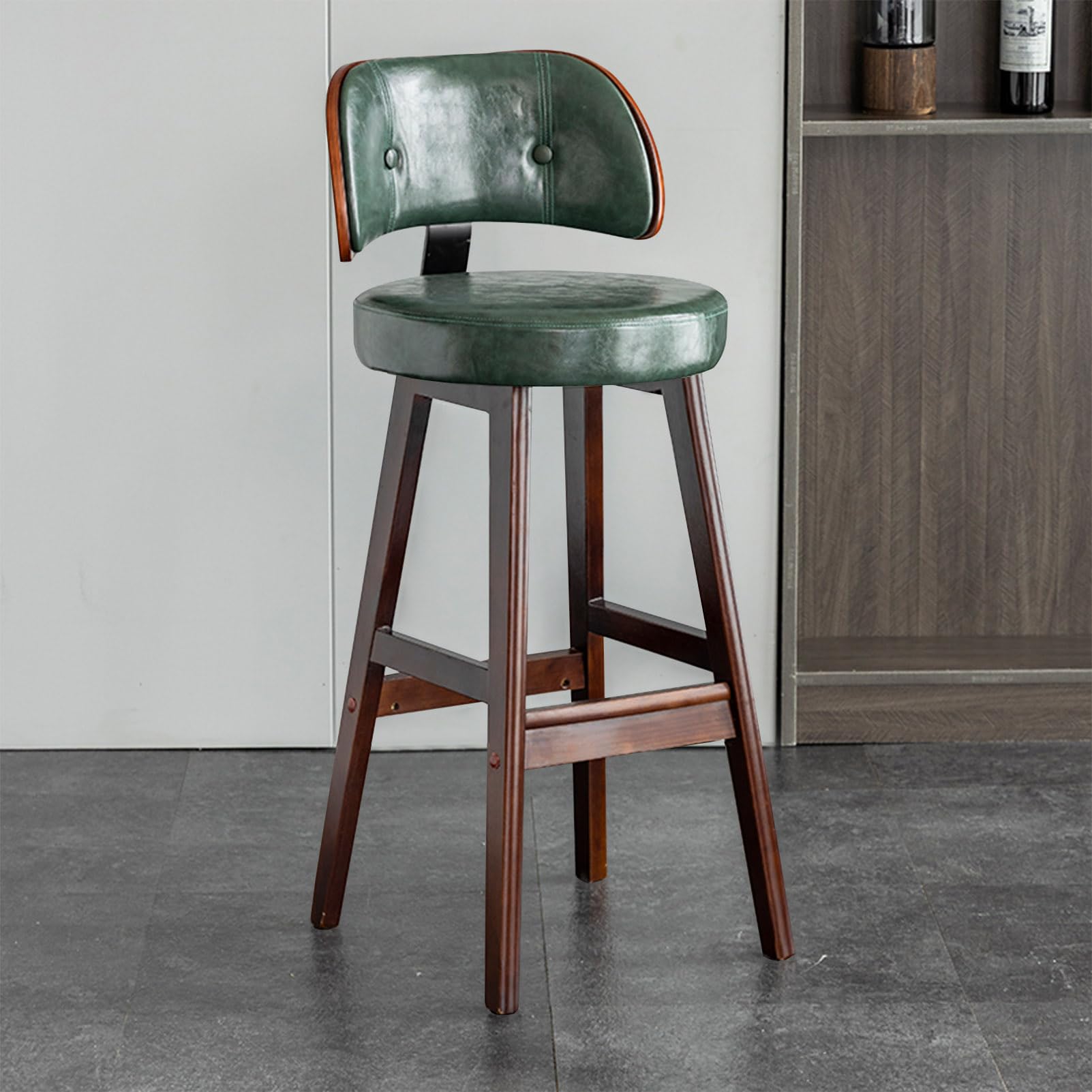 Amazon｜ミッドセンチュリーバースツールPUレザー張りグリーン
