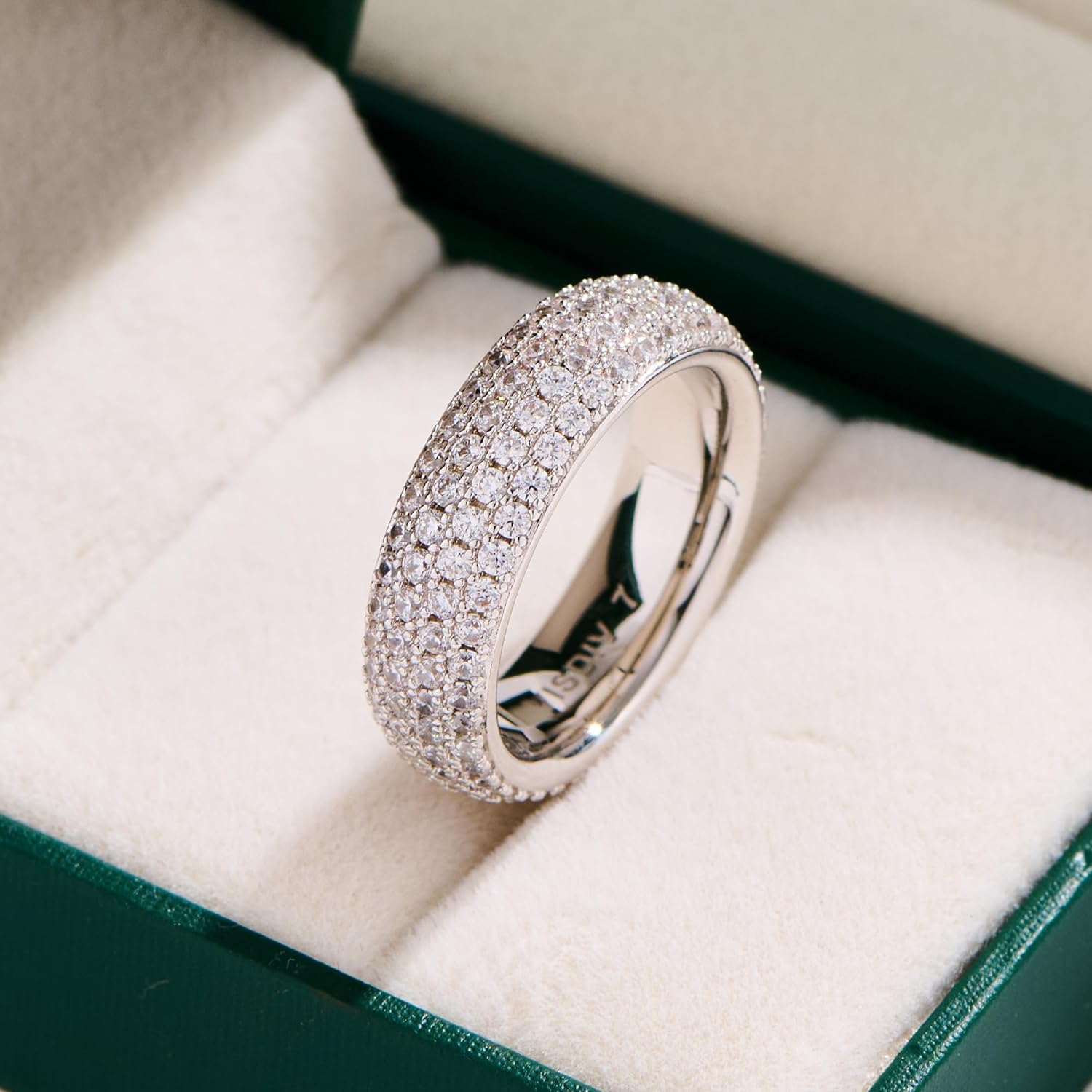 VISDIV 925 Sterling Silver Wedding Rings for Women Promise Engagement Non Tarnish Bands Rings CZ Cubic Zirconia Chunky Eternity Statement Wide Rings for Her - Image 5