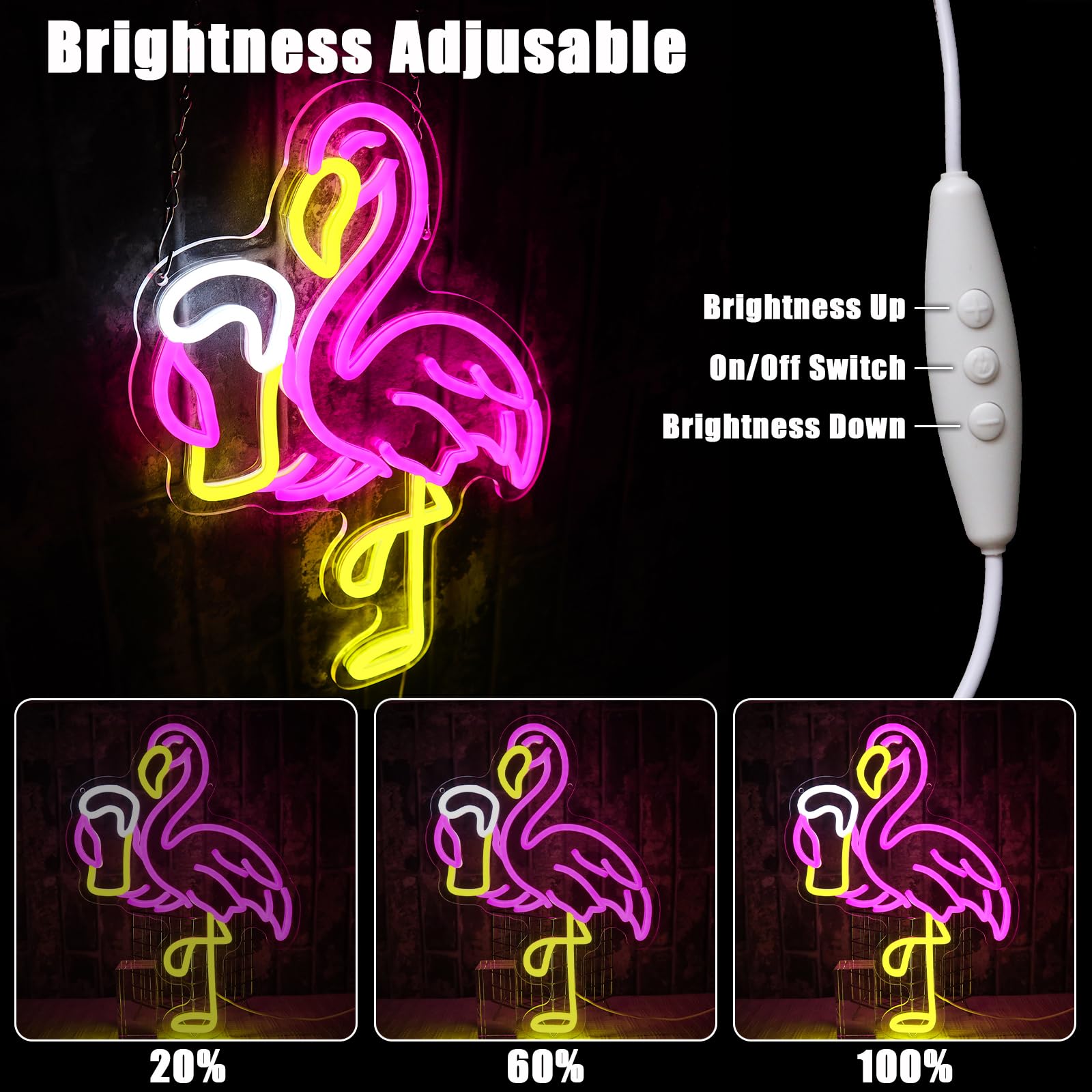 Segno al Neon Rosa di Fenicottero per Decorazione da Parete, Luce al Neon per Birra, Segno LED USB Regolabile per Bar, Casa, Pub, Camera da Letto, Ristorante, Rifugio Maschile, Negozio, Zona di