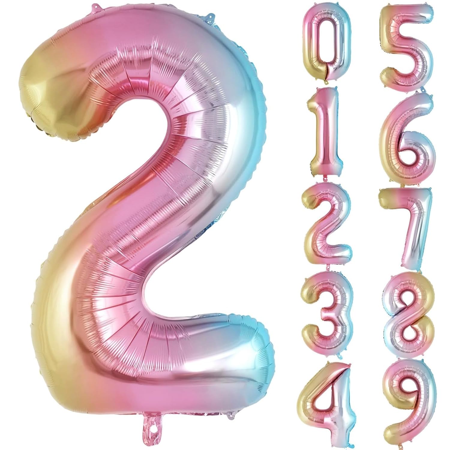 Rozi Decoration Rainbow Theme 2 Number Foil Balloons for Décor Large Size – 32 Inch | 2 Number for Birthday Decoration, Anniversary & Party Décor Helium & Air Supported Pack of 1 Pcs-image-47
