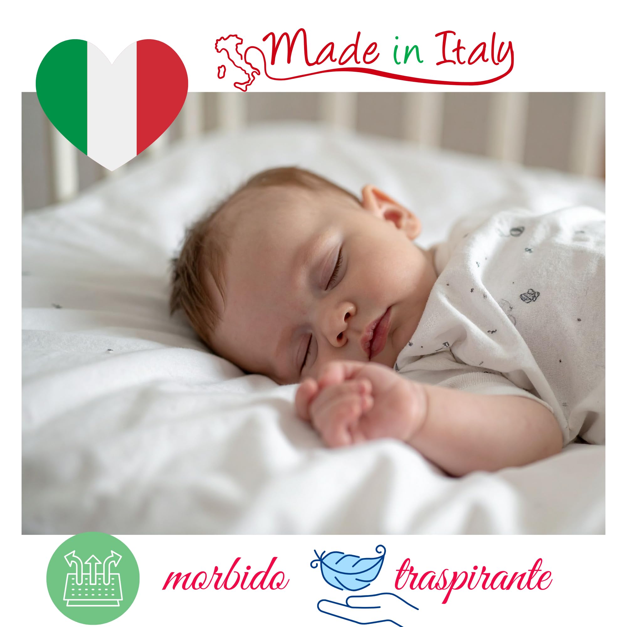 FlyIdeas Set di 2 Coprimaterasso Impermeabile Bamboo Certificato 75x35 cm Bianco per Culle Lettini Carrozzine