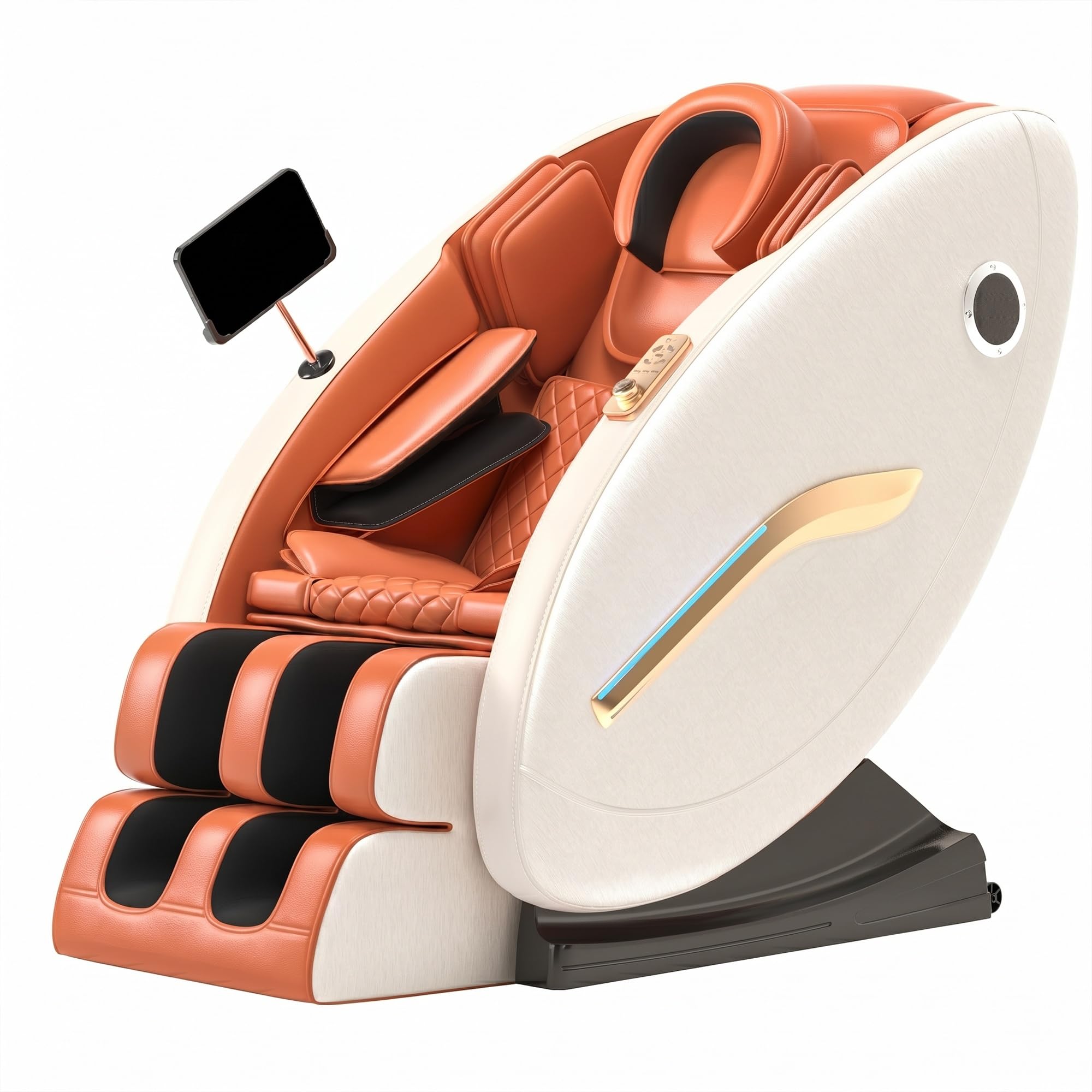 Poltrona Massaggiante Professionale con 60 Airbag, Gravità Zero 126+7°, Riscaldamento all'Artemisia, Altoparlanti Bluetooth HiFi, Massaggio Gambe e Piedi per il Benessere Totale(Orange)