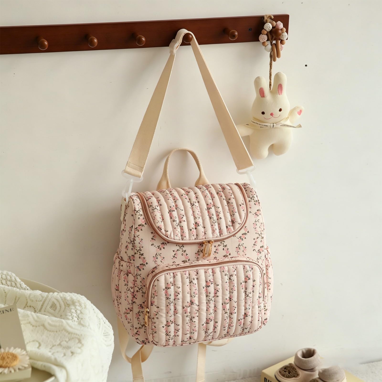 Stilvoller Wickelrucksack für Eltern mit mehreren Taschen, isolierten Fächern und Kinderwagengurt für Baby-Zubehör
