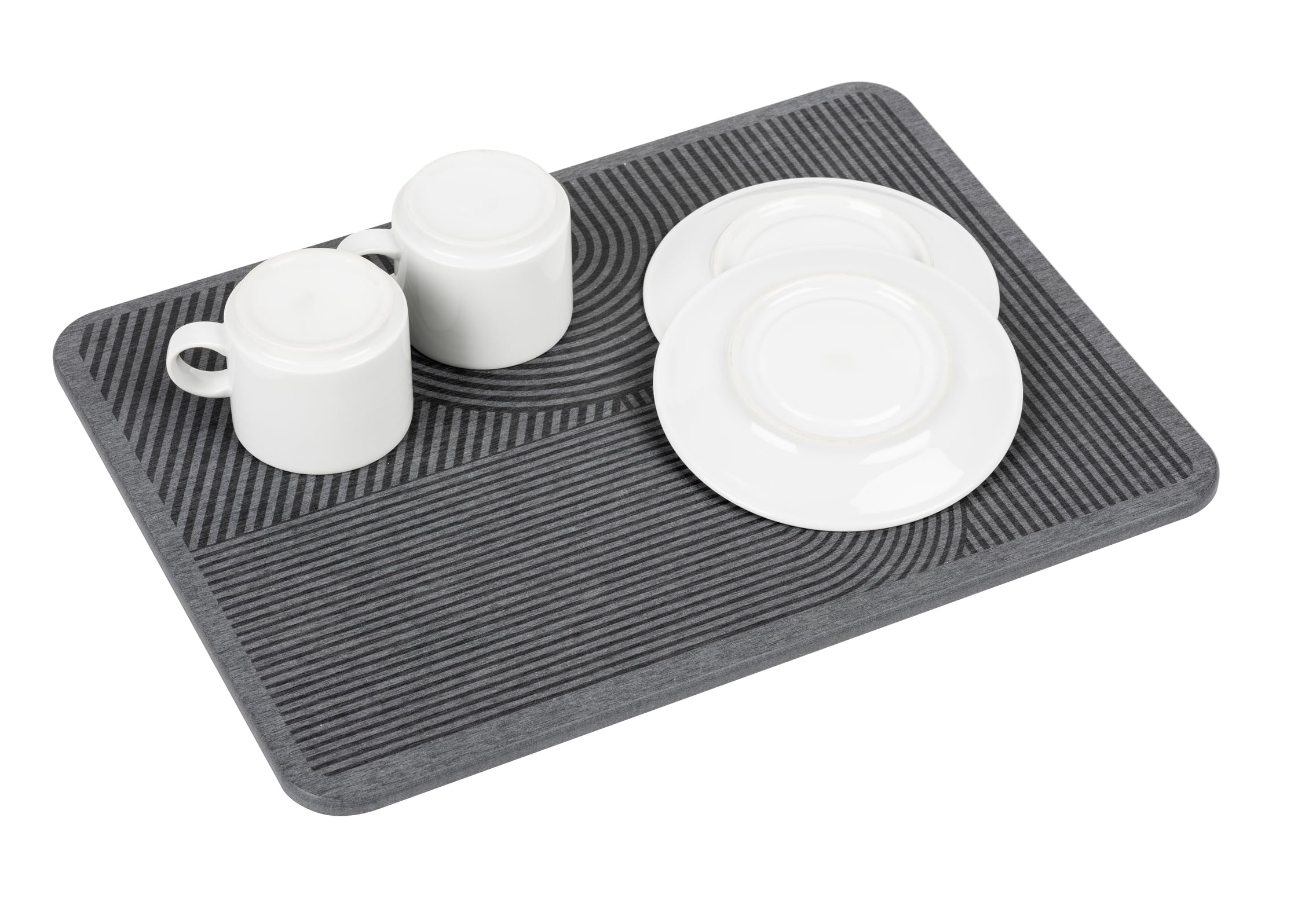 Tapis d'égouttage Mod. Damon séchage rapide diatomite cuisine absorbant pieds en silicone papier abrasif inclus 40x30 cm gris hygiénique