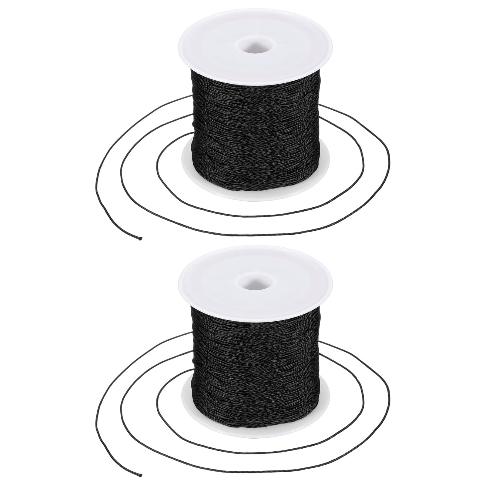 sourcing map 2 Pcs 0.6mm Nylon String for Bracelets, 44 Yards Satin Nylon Beading Thread Chinese Knotting Cord for Jewelry Making DIY Craft Beading Friendship Necklace Bracelet(Black) — image 1