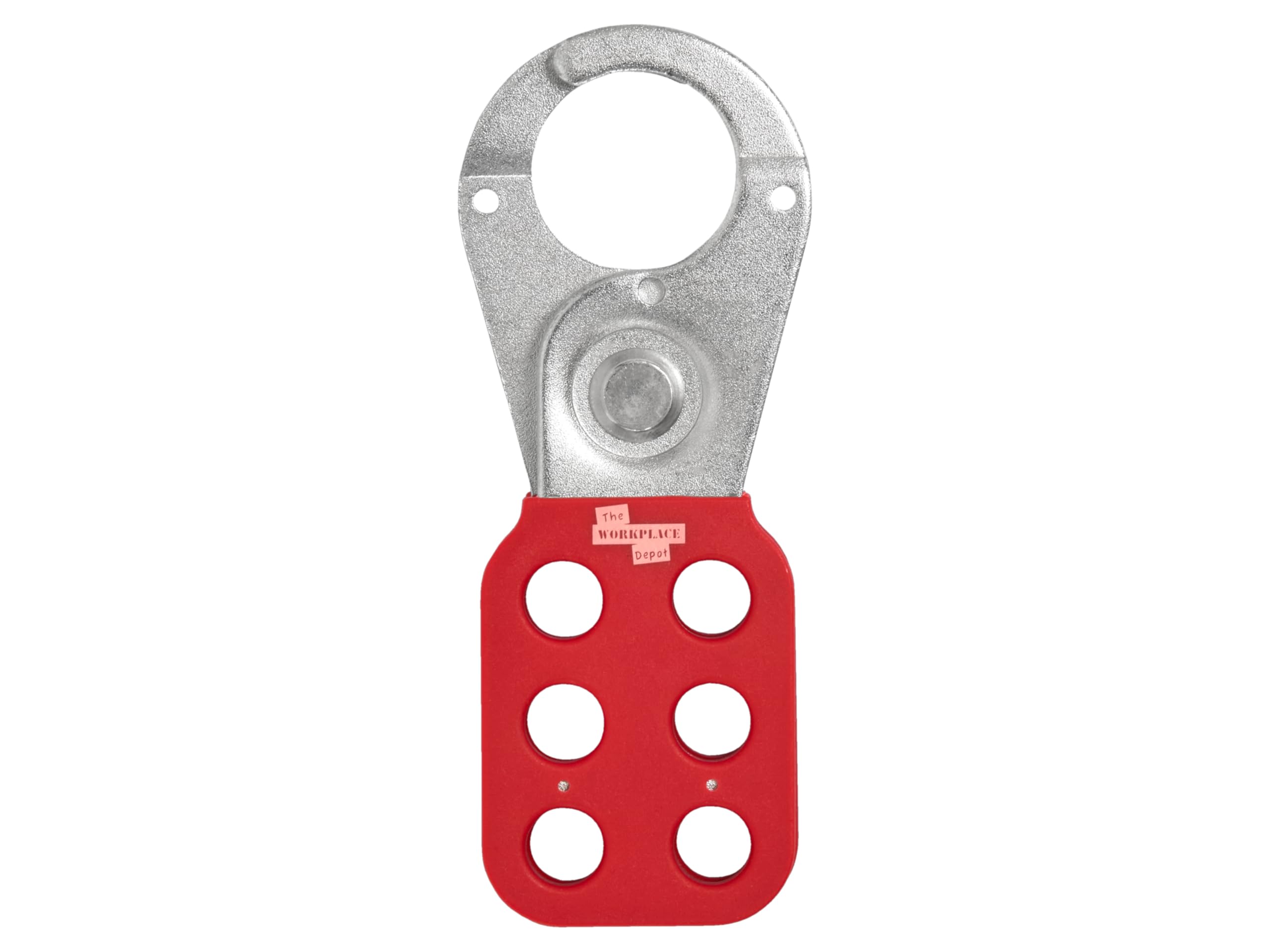 The Workplace Depot Red Lockout Hasp With Optional Security Wrap Hook – Steel Safety Hasp With 6-Padlock Capacity, 25Mm Or 38Mm Jaw Options, Industrial Maintenance (Without Wrap Hook, 25Mm Jaw)