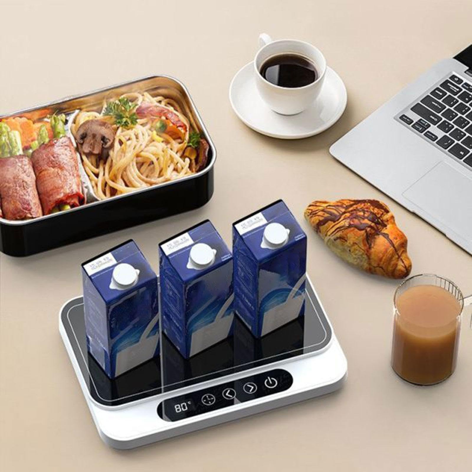 Scalda tazze robusto per scrivania 8H Spegnimento automatico Ampia piastra riscaldante Contenitore per alimenti Base riscaldante Accessorio 50W per tè, Bianco