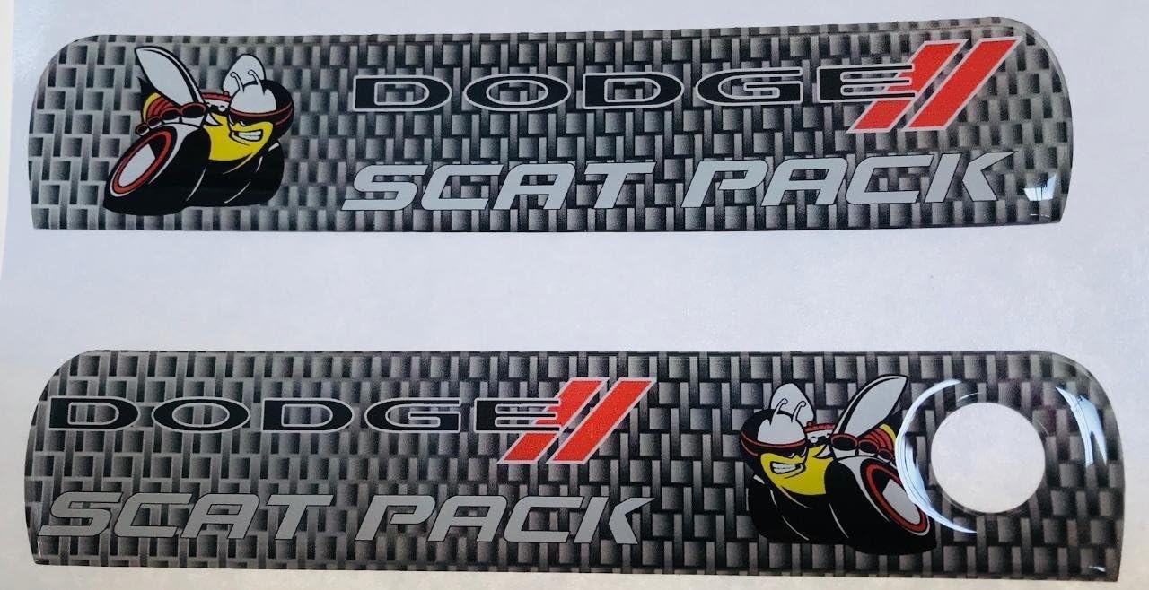 Dodge Challenger 2015-18 Scat Pack Carbon Fiber Honeycomb Door Emblems, Cool